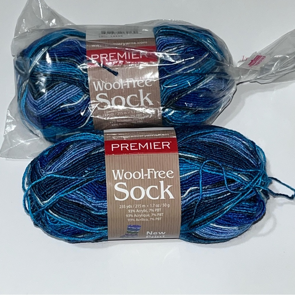 Premier Wool-Free Sock‎ Yarn 2 Skeins Lot 14354 Mallard